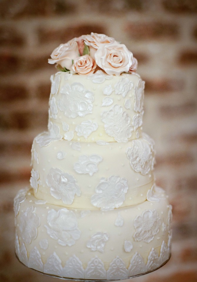 pink pearl floral wedding cake white 